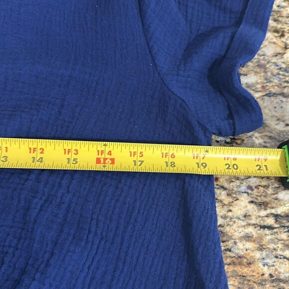 Veveret Blue Cotton Short Sleeve Button-Up Shirt Dress Size L - Picture 6 of 7